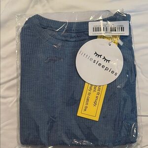 Little Sleepies Heather blue ribbed Pajama Set